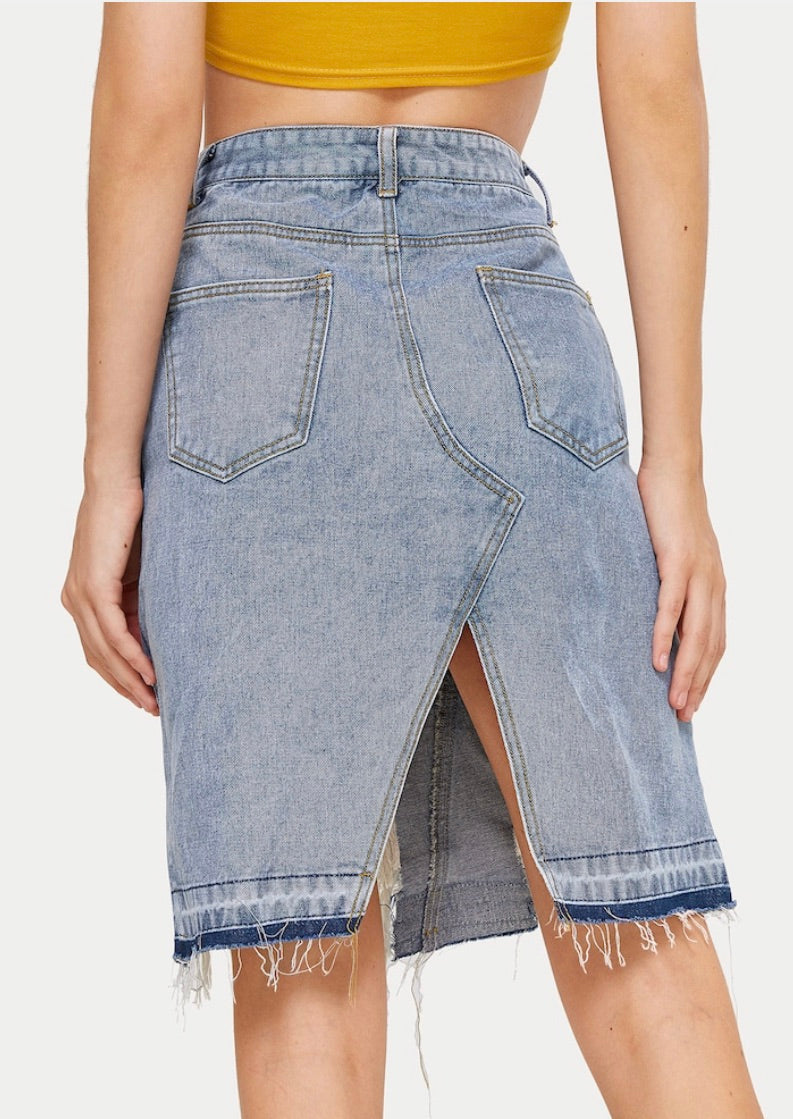 80’s  Destroyed Denim skirt