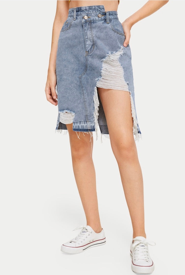 80’s  Destroyed Denim skirt